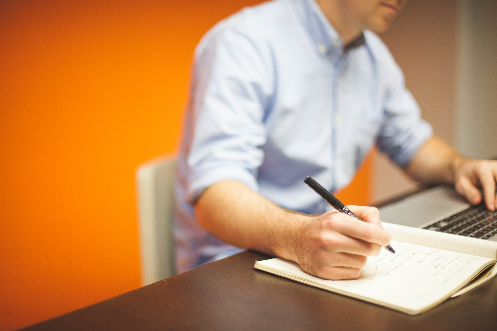office working orange wall