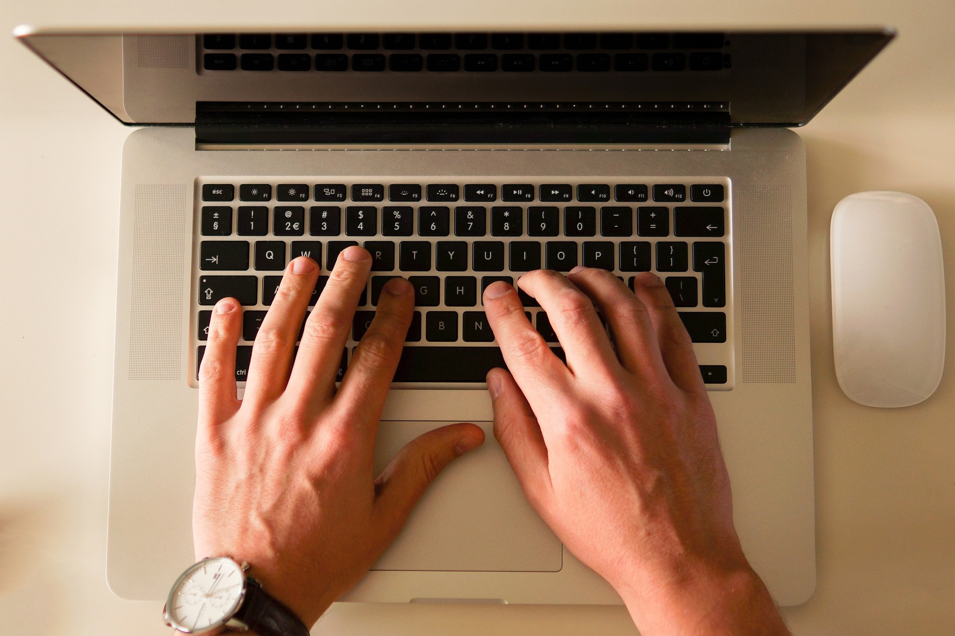working at laptop